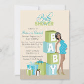 Blocks Baby shower Invitation Afro-Amerikaanse jon Kaart (Voorkant)