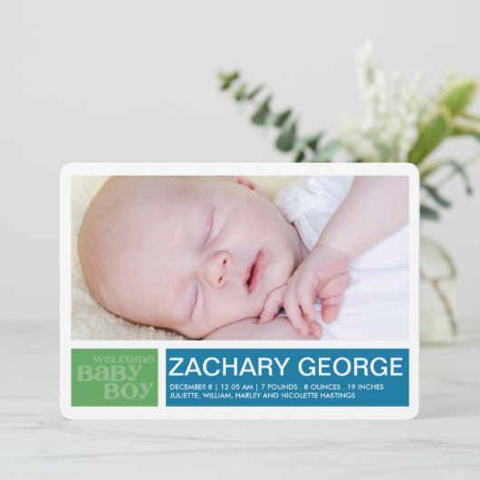 Blocks Jongen Aankondiging (Staand voorkant)