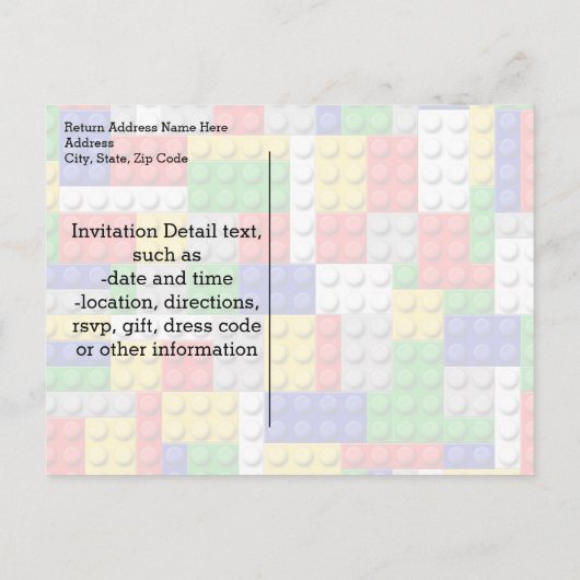 Blocks Jongen uitnodiging voor een feest (Achterkant)