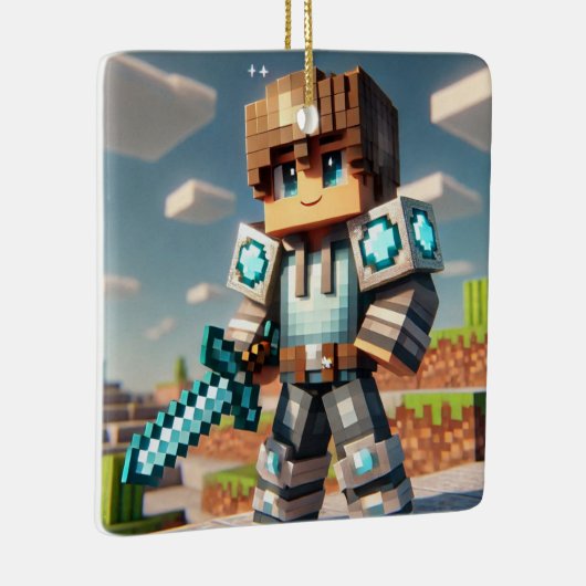 Blockstyle Dark Dragon Diamond Sword Keramisch Ornament (Rechts)