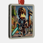 Blockstyle Dark Dragon Diamond Sword Metalen Ornament (Rechts)