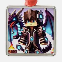 Blockstyle Dark Dragon Diamond Sword Metalen Ornament