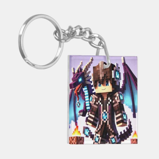 Blockstyle Dark Dragon Diamond Sword Sleutelhanger (Voorkant Links)