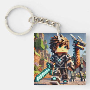 Blockstyle Dark Dragon Diamond Sword Sleutelhanger