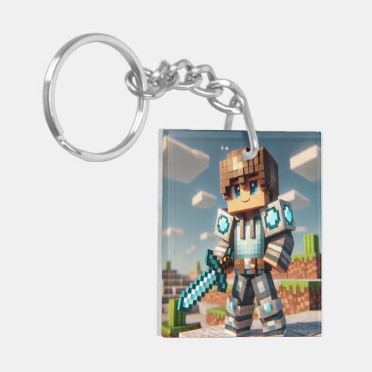 Blockstyle Dark Dragon Diamond Sword Sleutelhanger (Voorkant Links)