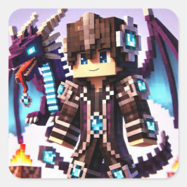 Blockstyle Dark Dragon Diamond Sword Vierkante Sticker