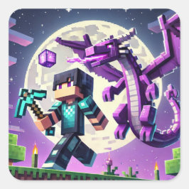 Blockstyle Dark Dragon Diamond Sword Vierkante Sticker