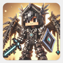 Blockstyle Dark Dragon Diamond Sword Vierkante Sticker