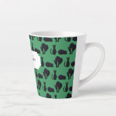 Blocky Black Cats Halloween Pixel Art Patroon Latte Mok (Rechts)