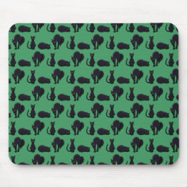 Blocky Black Cats Halloween Pixel Art Patroon Muismat