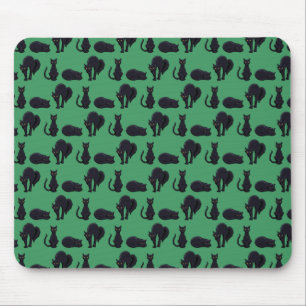 Blocky Black Cats Halloween Pixel Art Patroon Muismat