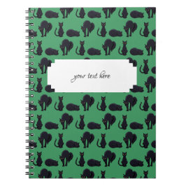 Blocky Black Cats Halloween Pixel Art Patroon Notitieboek