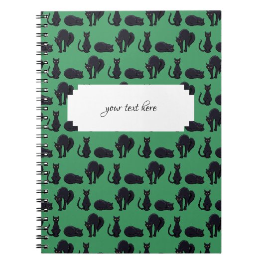 Blocky Black Cats Halloween Pixel Art Patroon Notitieboek (Voorkant)