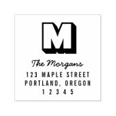 Blocky Monogram Script Achternaam Retouradres Zelfinktende Stempel (Design)