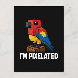 Blocky Oerwoud Parrot Pixelated Parrot Pixel Art Feestdagenkaart