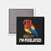 Blocky Oerwoud Parrot Pixelated Parrot Pixel Art Magneet (Voorkant / Achterkant)