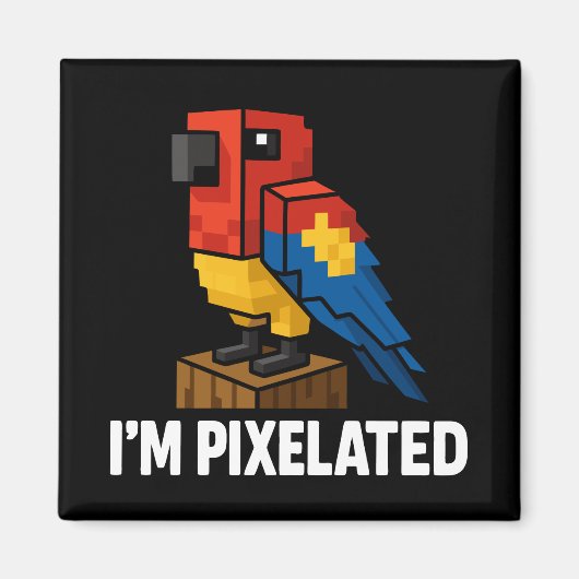 Blocky Oerwoud Parrot Pixelated Parrot Pixel Art Magneet (Voorkant)