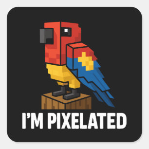 Blocky Oerwoud Parrot Pixelated Parrot Pixel Art Vierkante Sticker