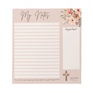 Blocnote met Floral Design and Scripting
