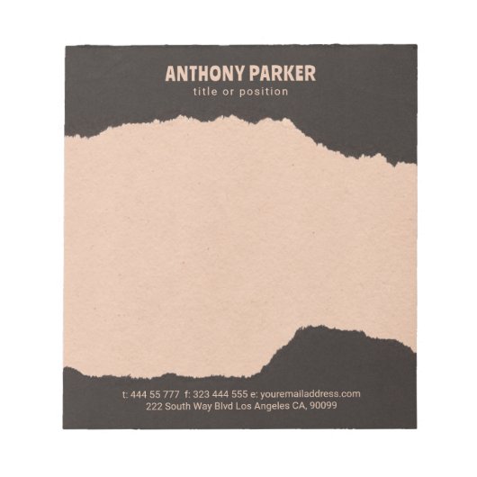 Blocnote met zwarte en crèmepapierranden (Voorkant)