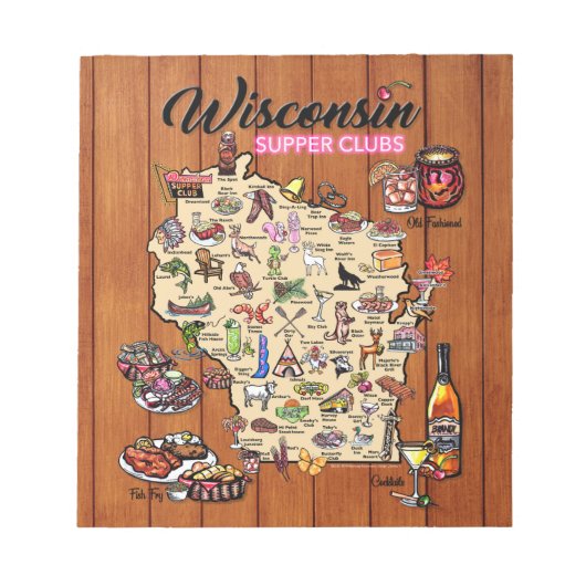 Blocnote — Wisconsin Supper Club Map (Voorkant)