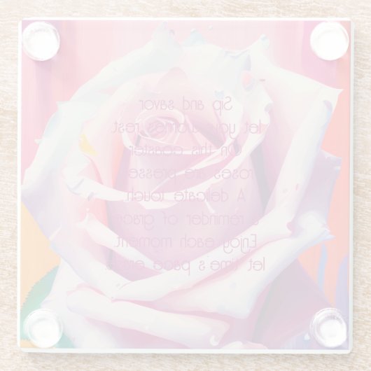 Blode roze roze roze roze bloem Bohemian Artsy Gla Glazen Onderzetter (Achterkant)