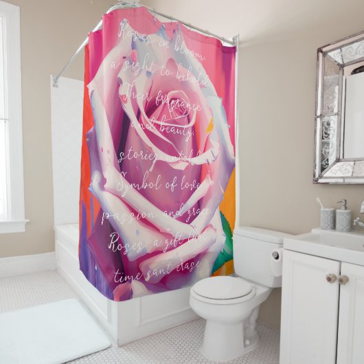 Blode roze roze roze roze in bloem gedicht Bohemia Douchegordijn (In situ)