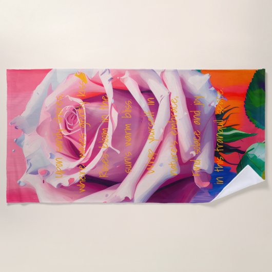 Blode roze roze roze roze in bloem gedicht Bohemia Strandlaken (Voorkant)