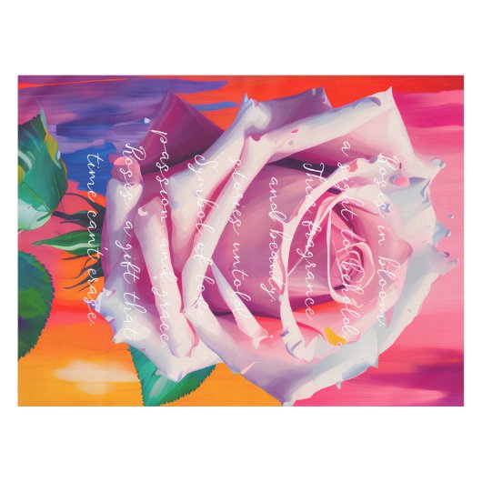 Blode roze roze roze roze in bloem gedicht Bohemia Tafelkleed (Voorkant (Horizontaal))