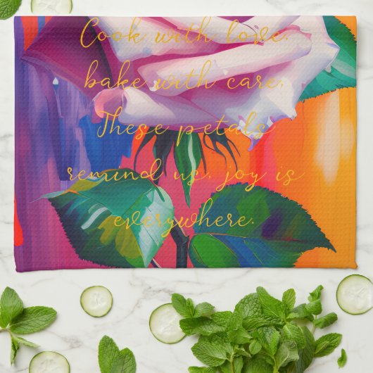 Blode roze roze roze roze in bloem gedicht Bohemia Theedoek (Gevouwen)