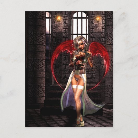 Bloed Angel Gothic Girls™ Vampire Fantasy Ondertek Briefkaart (Voorkant)