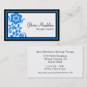 Bloed Blue Floral Massage Therapy Visitekaartje (Voorkant / Achterkant)