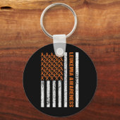 Bloed Cancer Awareness Ribbon Oranje Leukemie AMER Sleutelhanger (Voorkant)
