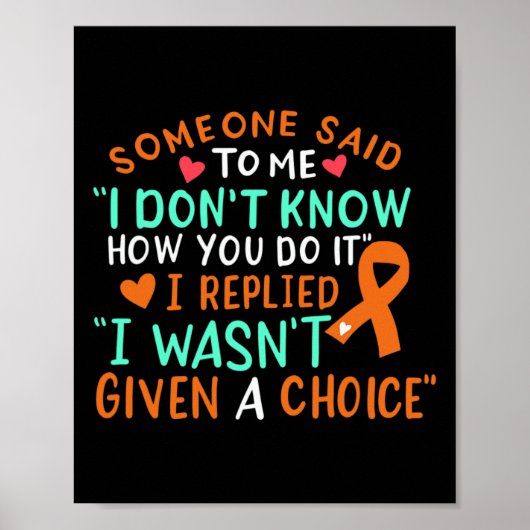 Bloed Cancer Awareness Ribbon Oranje leukemie geve Poster (Voorkant)