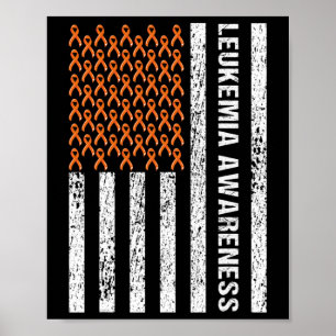 Bloed Cancer Awareness Ribbon Oranje leukemie Vlag Poster