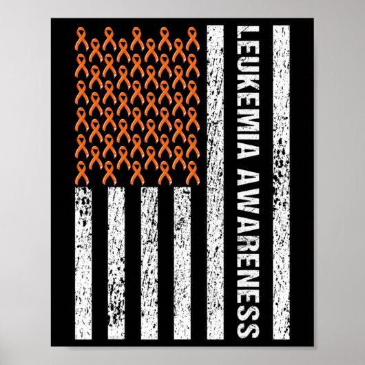 Bloed Cancer Awareness Ribbon Oranje leukemie Vlag Poster (Voorkant)