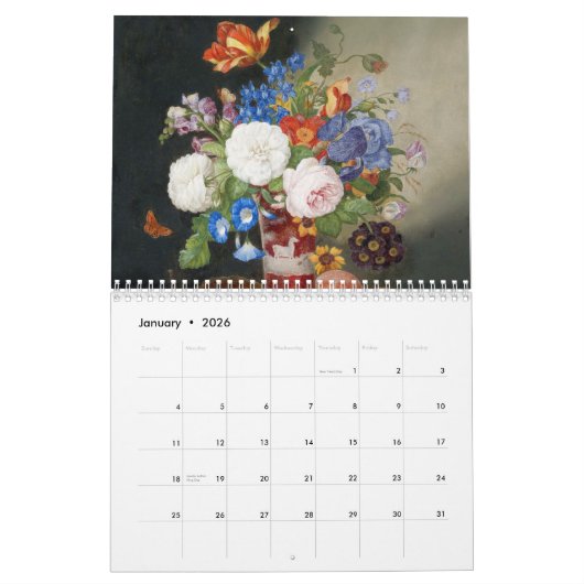Bloed Collectie Peony Rozen Anemone Kalender (Jan 2026)