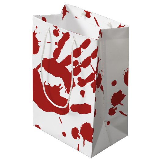 Bloed doorweekt handdruk Halloween Trick or treat Medium Cadeauzakje (Voorkant Gekanteld)