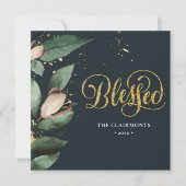 BLOED | Elegant Magnolia Festive Gold Confetti Feestdagenkaart (Voorkant)