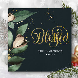 BLOED | Elegant Magnolia Festive Gold Confetti Feestdagenkaart