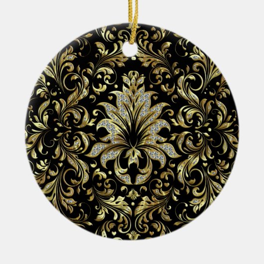 Bloed- en tafelolijven, zwart, goud en glitter keramisch ornament (Voorkant)