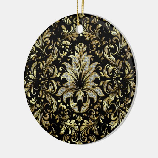 Bloed- en tafelolijven, zwart, goud en glitter keramisch ornament (Links)