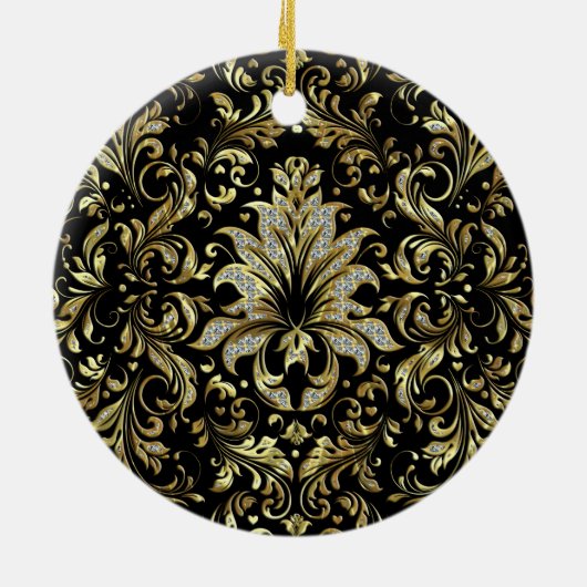 Bloed- en tafelolijven, zwart, goud en glitter keramisch ornament (Achterkant)