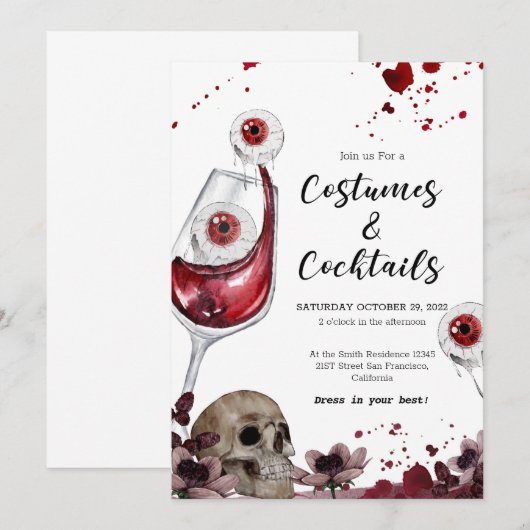 Bloed Eyeball Skull Halloween Party Invitation Kaart (Voorkant / Achterkant)