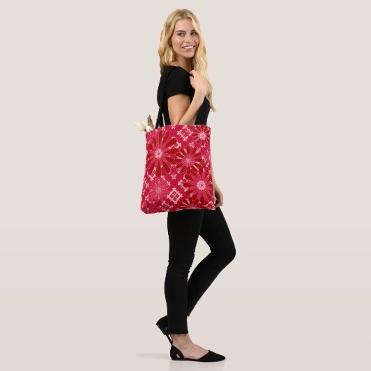 Bloed, floreel, gif, rood, rood, rustig tote bag (Op model)