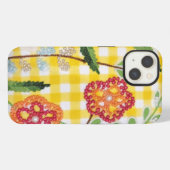 Bloed fluitpatroon op gingham iPhone hoesje (Achterkant horizontaal)