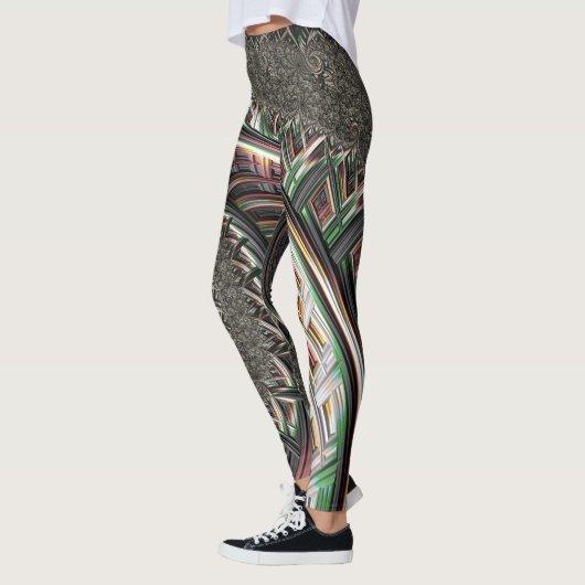 Bloed Fractal Metallic Stripes Nautilus Swirl Leggings (Links)