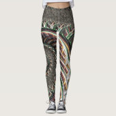 Bloed Fractal Metallic Stripes Nautilus Swirl Leggings (Voorkant)