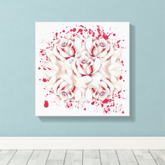 Bloed gespetterde rozen canvas afdruk (Insitu (Houten vloer))