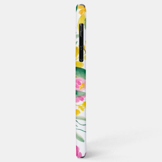 Bloed girale roze florale waterverf monogram Case-Mate iPhone case (Achterkant/links)